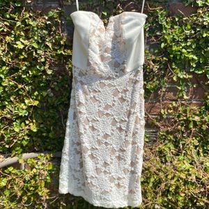 Rebecca Taylor ivory lace strapless mini dress
